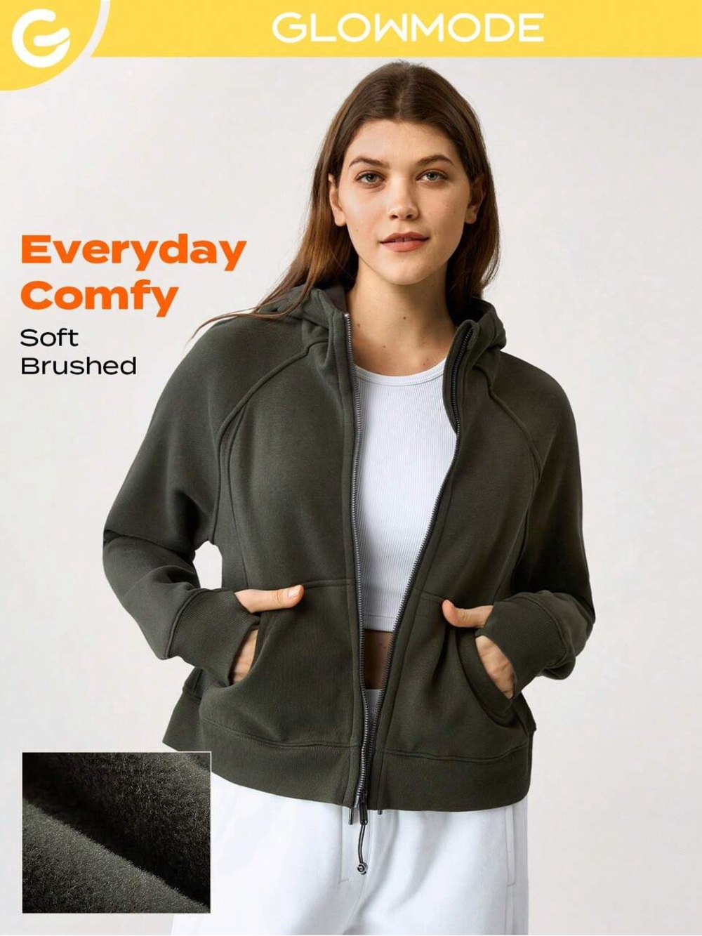 Olive Green Zip-Up Hoodie Jacket